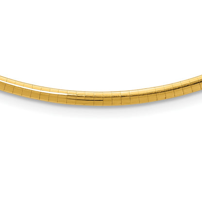 14k Polished 3mm Standard Weight 16 inch Domed Omega Necklace