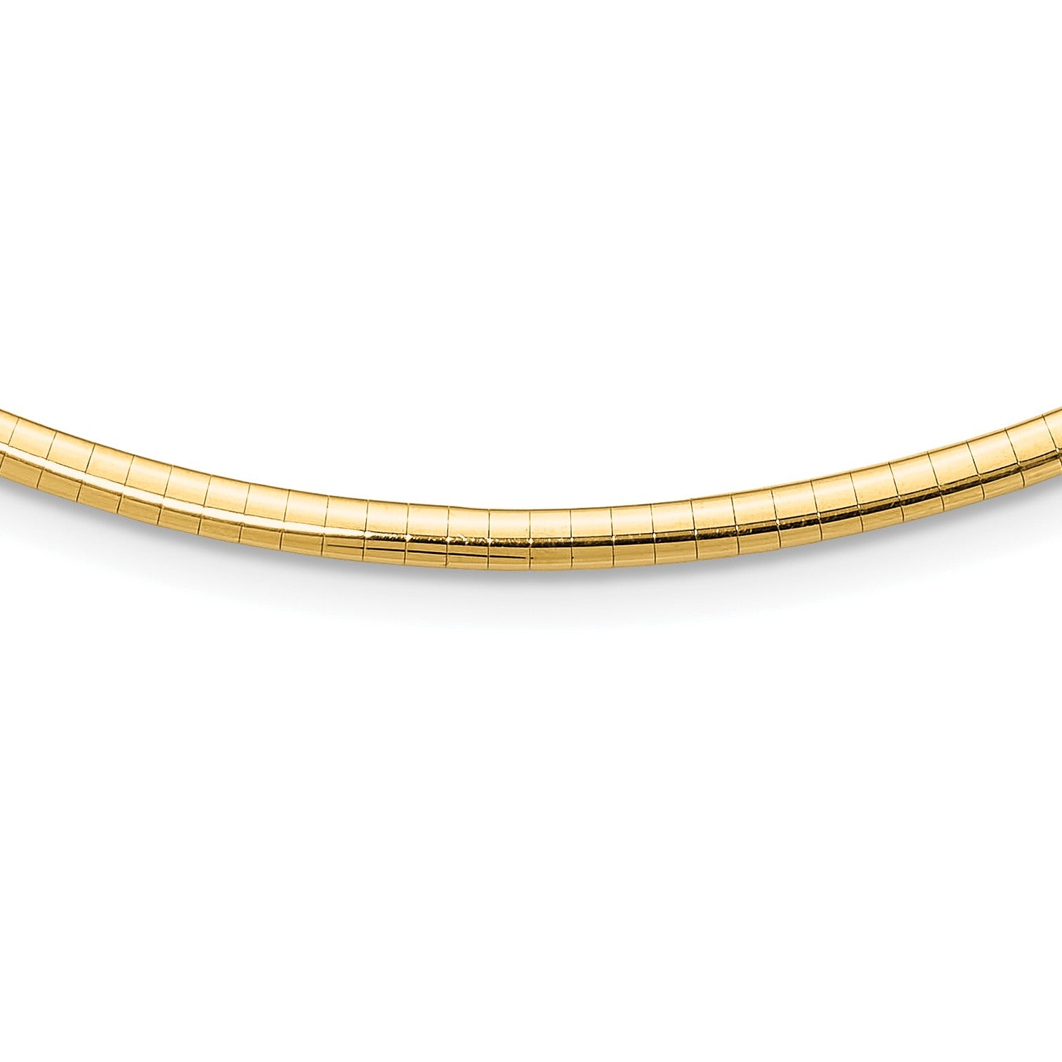 14k Polished 3mm Standard Weight 18 inch Domed Omega Necklace