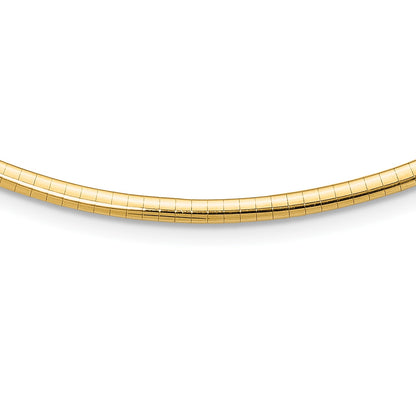 14k Polished 3mm Standard Weight 18 inch Domed Omega Necklace