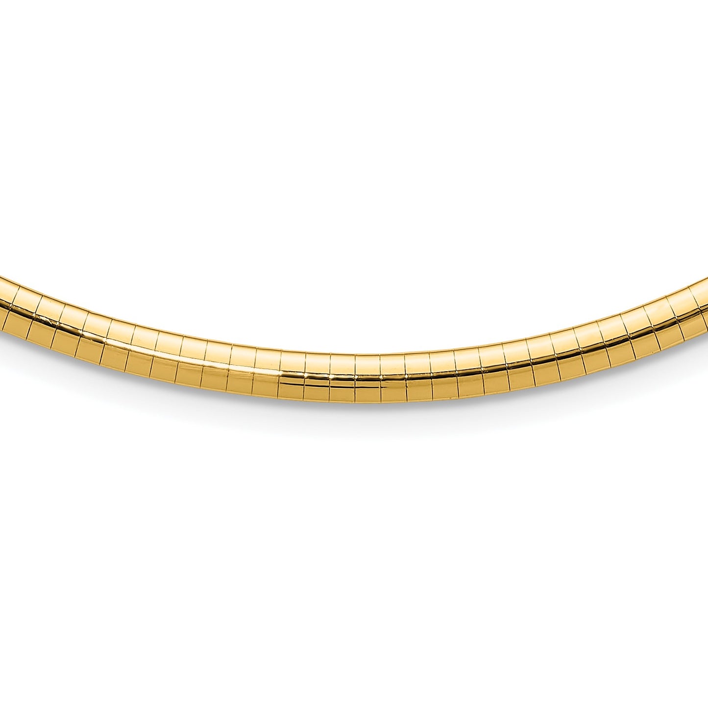 14k Polished 4mm Standard Weight 16 inch Domed Omega Necklace