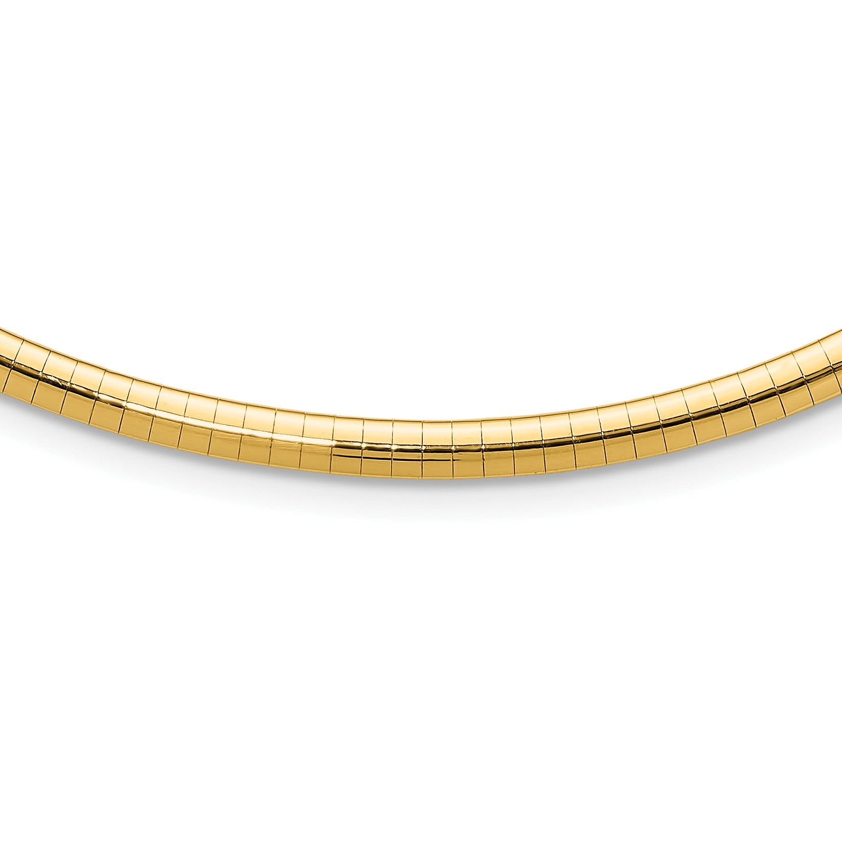 14k Polished 4mm Standard Weight 16 inch Domed Omega Necklace