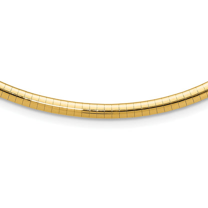 14k Polished 4mm Standard Weight 16 inch Domed Omega Necklace