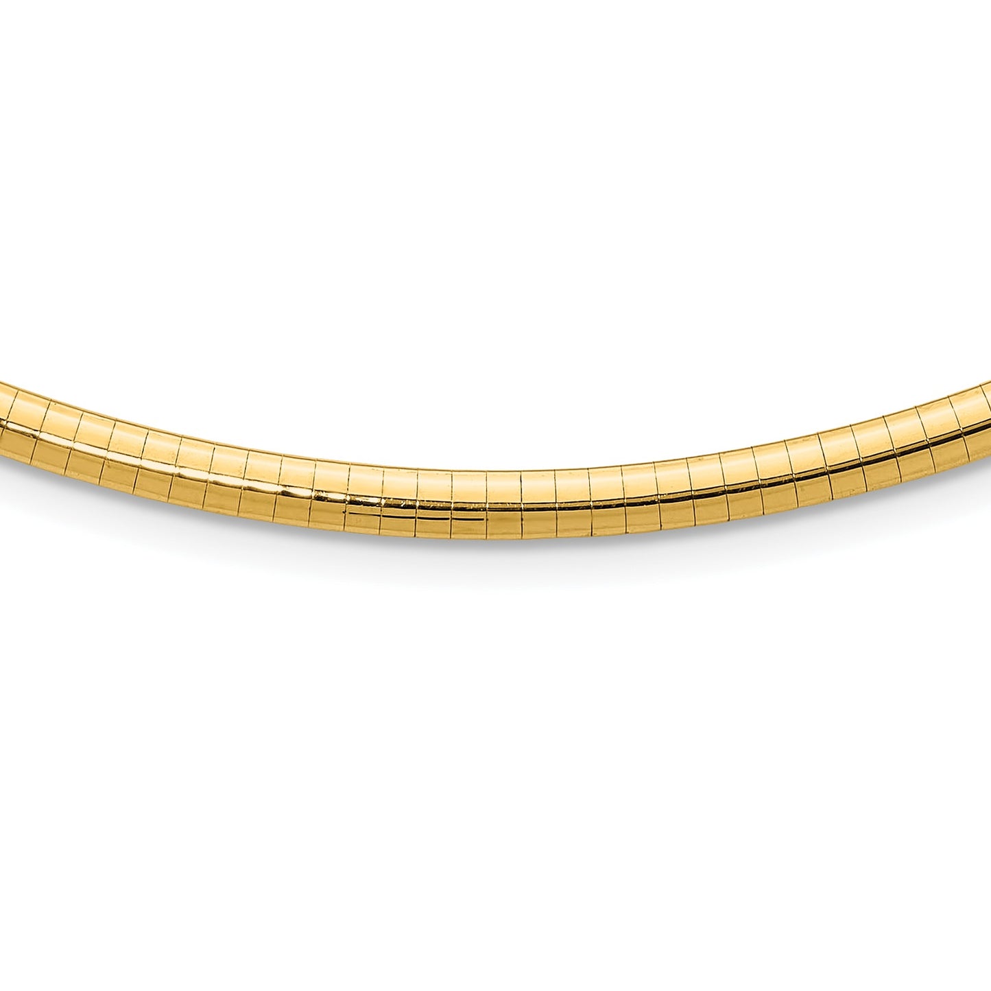 14k Polished 4mm Standard Weight 18 inch Domed Omega Necklace