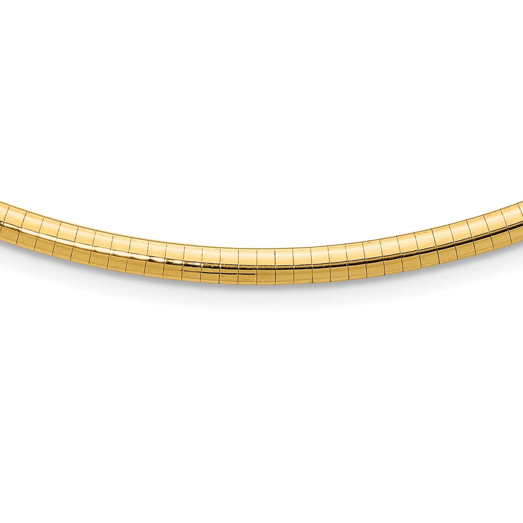 14k Polished 4mm Standard Weight 18 inch Domed Omega Necklace