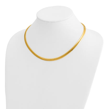 14k Polished 6mm Standard Weight 18 inch Domed Omega Necklace