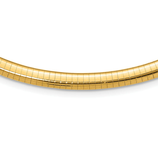 14k Polished 6mm Standard Weight 18 inch Domed Omega Necklace