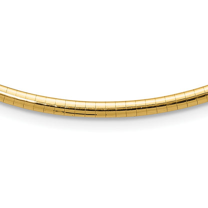 14k Polished 3mm Lightweight 16 inch Domed Omega Necklace