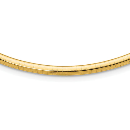 14k Polished 4mm Lightweight 18 inch Domed Omega Necklace
