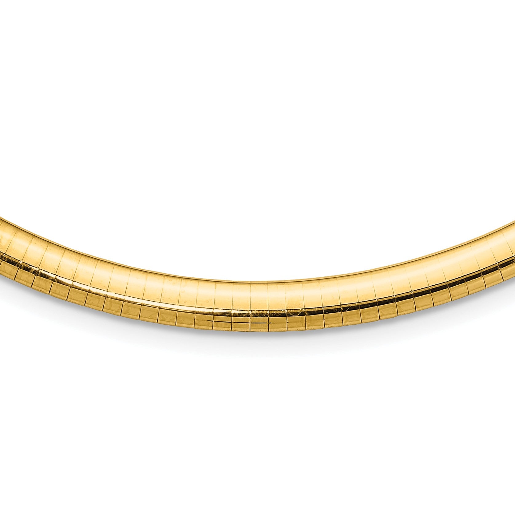 14k Polished 6mm Lightweight 16 inch Domed Omega Necklace
