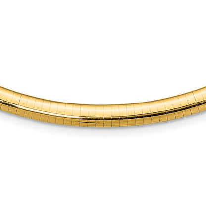14k Polished 6mm Lightweight 18 inch Domed Omega Necklace