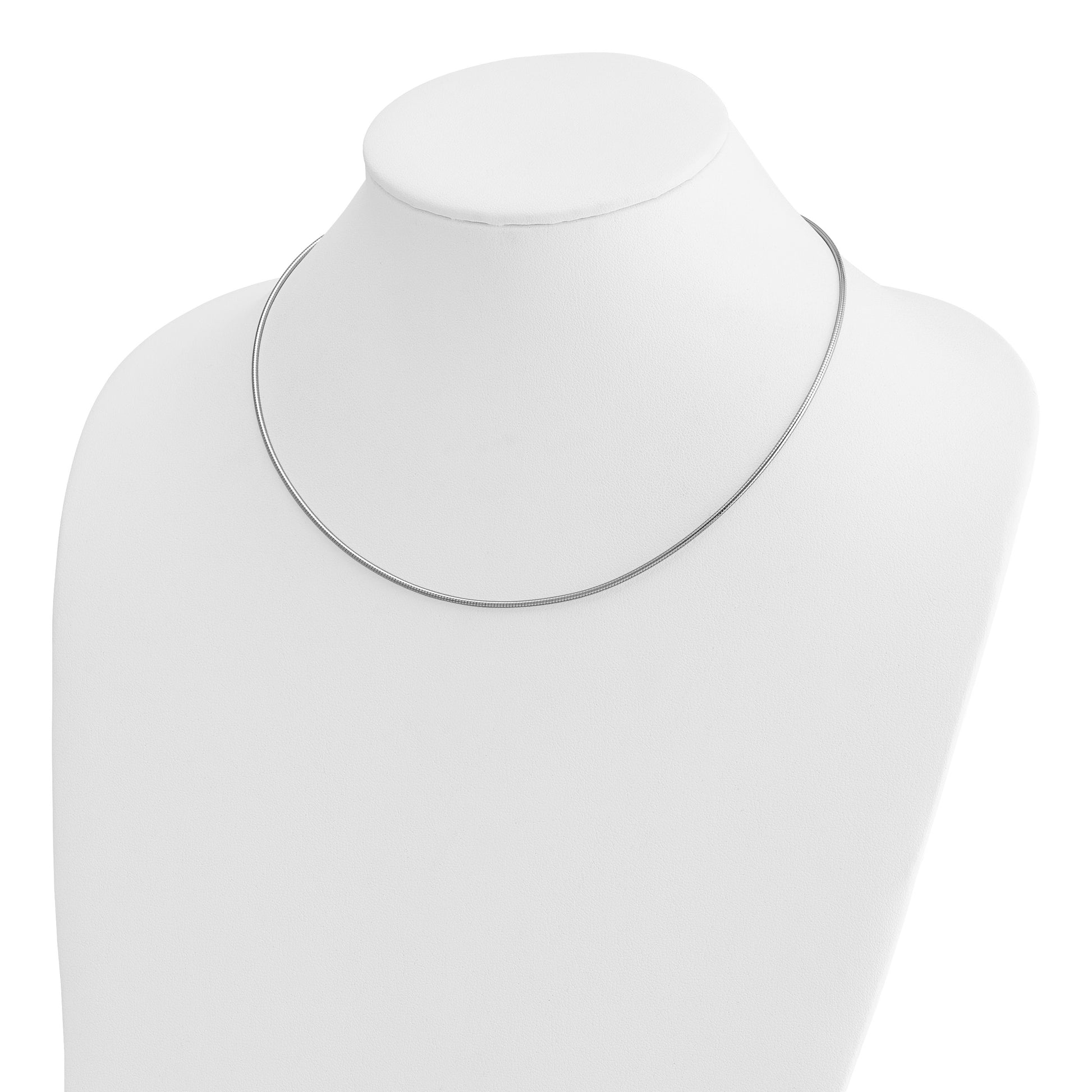 14k White Gold Polished 1.4mm 18 inch Round Omega Necklace