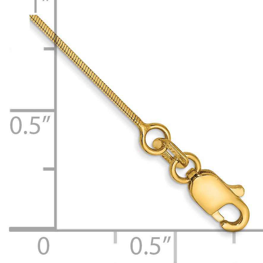 14K 9 inch .6mm Octagonal Snake with Lobster Clasp Anklet