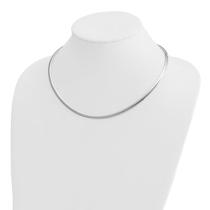 14k White Gold Polished 4mm Standard Weight 18 inch Domed Omega Necklace