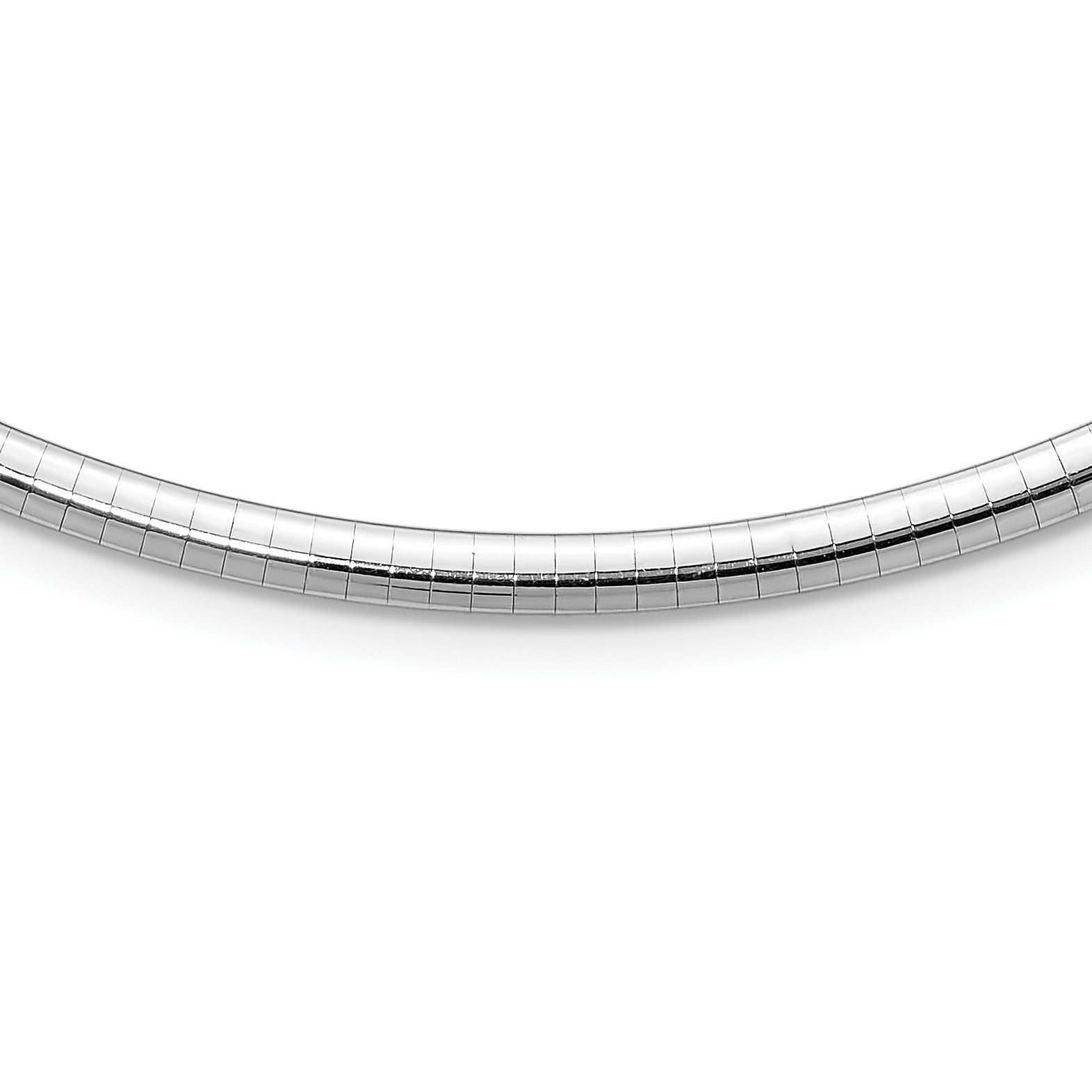 14k White Gold Polished 4mm Standard Weight 18 inch Domed Omega Necklace