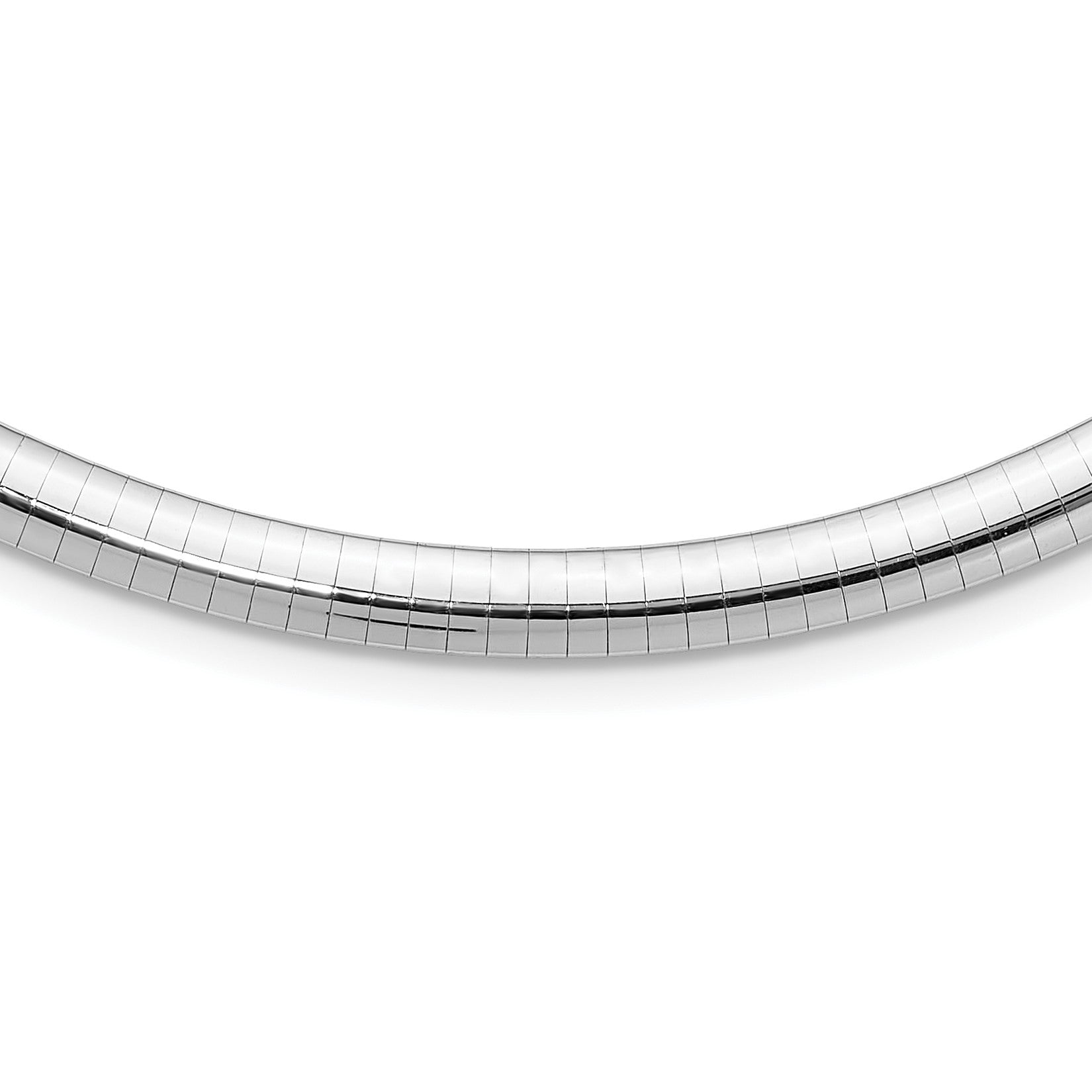 14k White Gold Polished 6mm Standard Weight 16 inch Domed Omega Necklace