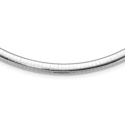 14k White Gold Polished 6mm Standard Weight 18 inch Domed Omega Necklace