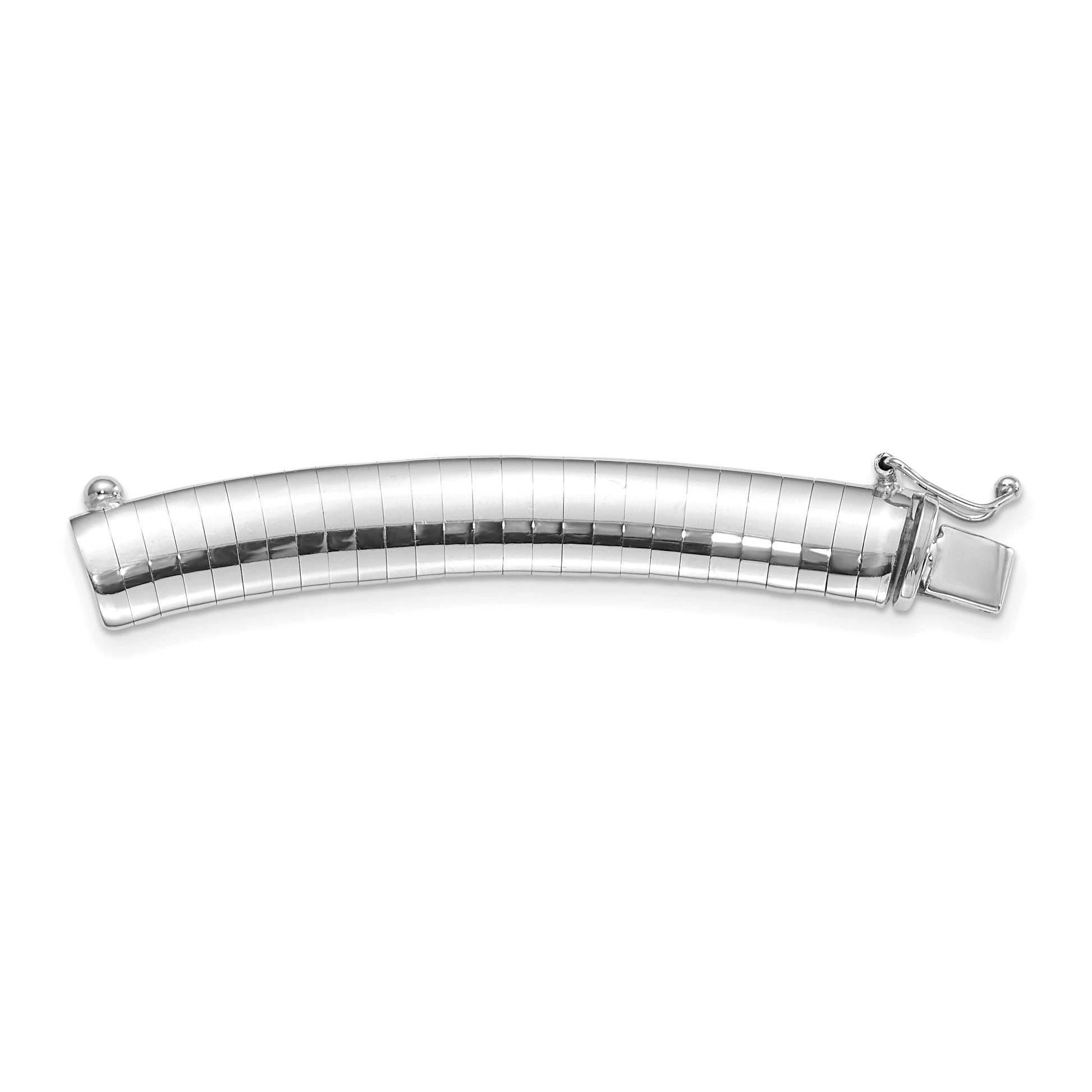 14k White Gold 8mm Standard Weight Domed Omega 2 inch Extender for Necklace