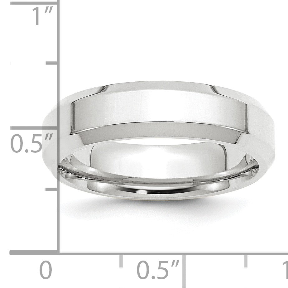 Platinum 6mm Polished Beveled Edge Wedding Band Size 10.5