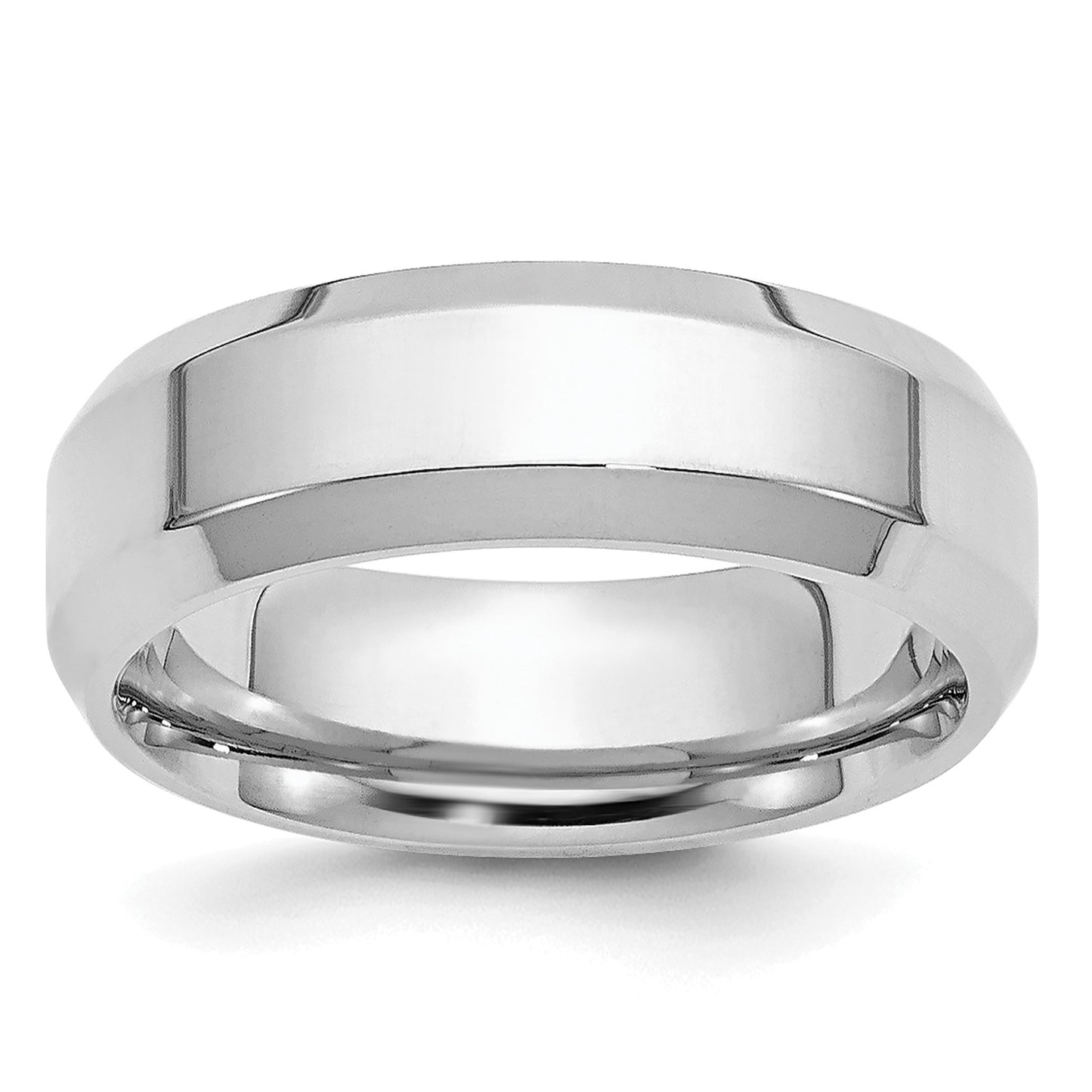 Platinum 6mm Polished Beveled Edge Wedding Band Size 10.5