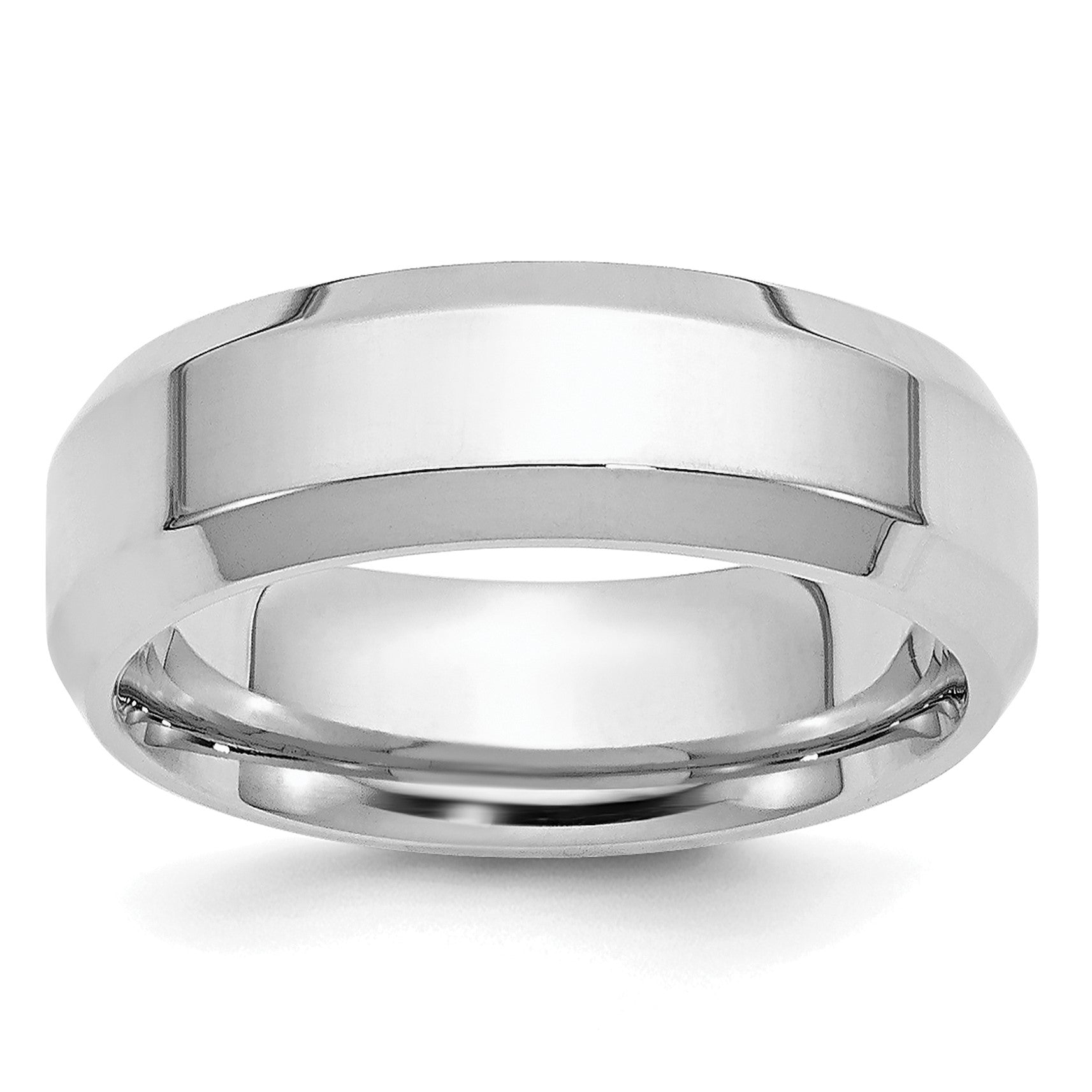 Platinum 6mm Polished Beveled Edge Wedding Band Size 10.5
