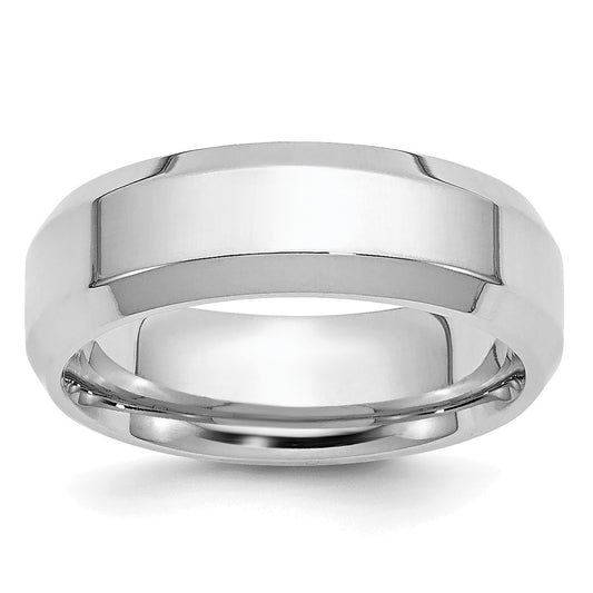 Platinum 6mm Polished Beveled Edge Wedding Band Size 10.5