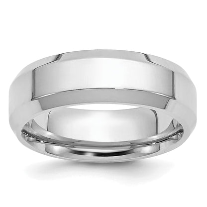 Platinum 6mm Polished Beveled Edge Wedding Band Size 12