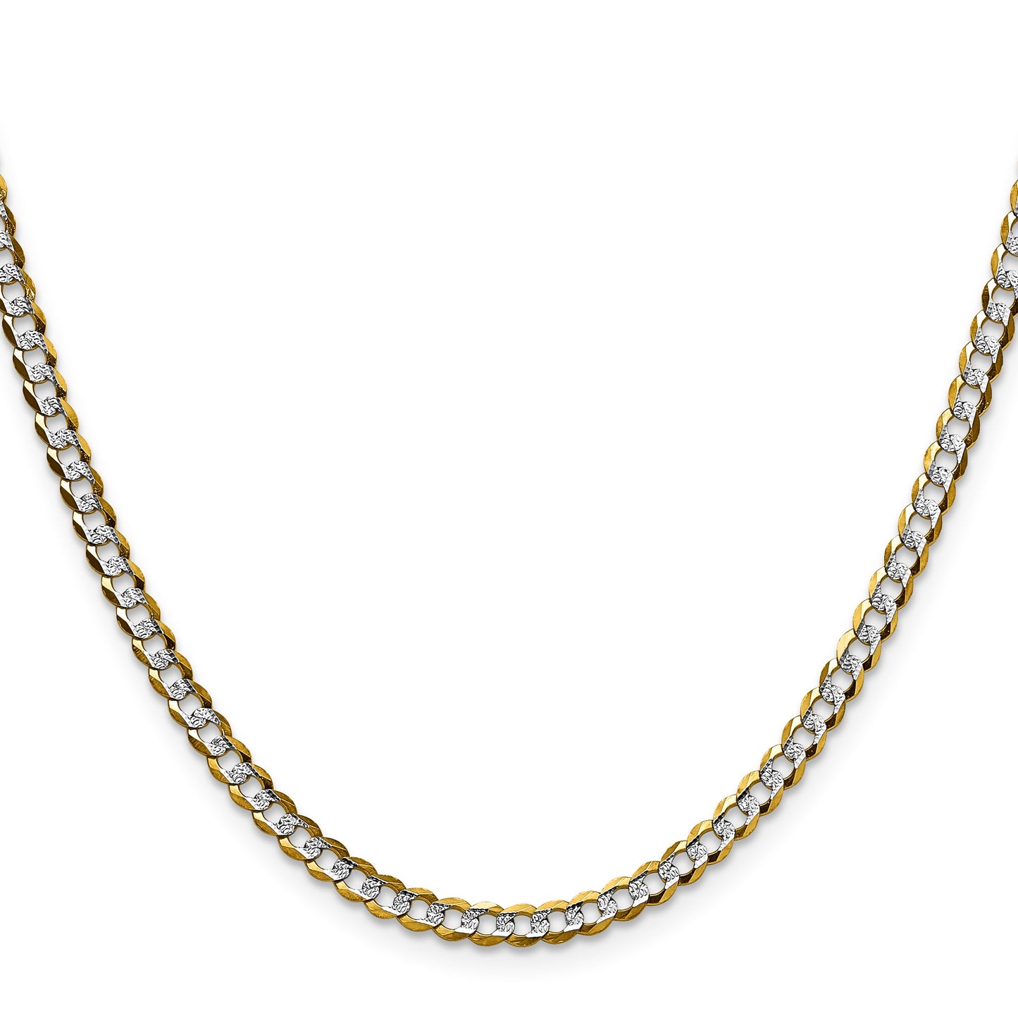 14k 3.7mm Lightweight Pav� Flat Cuban Chain