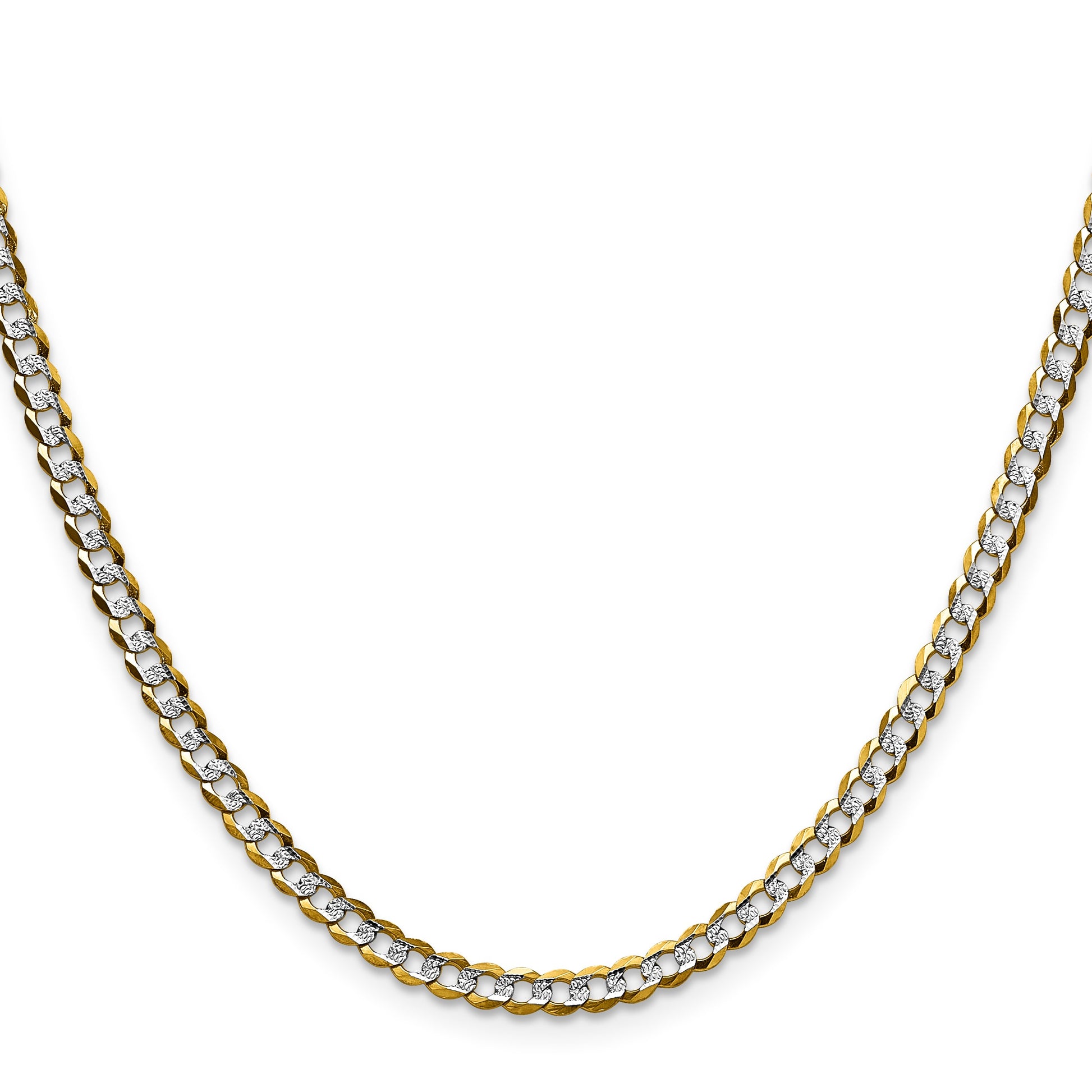 14k 3.7mm Lightweight Pav� Flat Cuban Chain