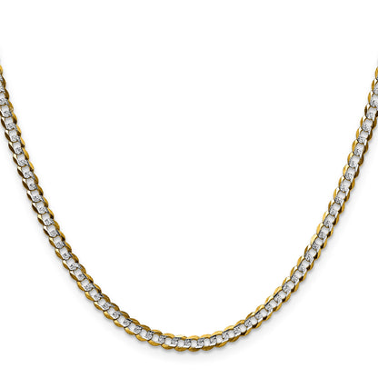 14k 3.7mm Lightweight Pav� Flat Cuban Chain