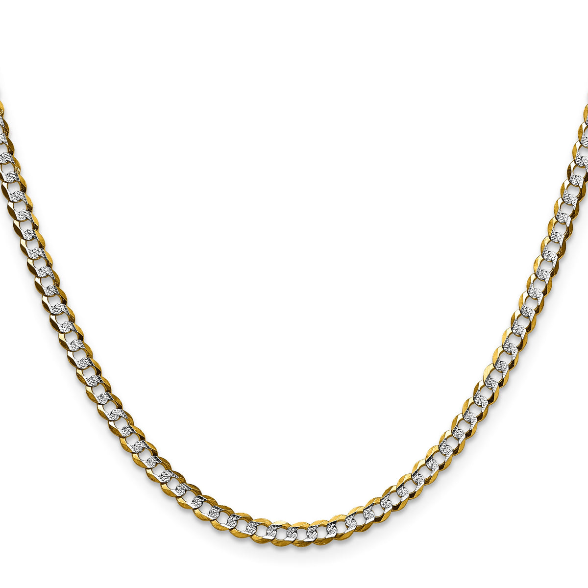 14k 3.7mm Lightweight Pav� Flat Cuban Chain