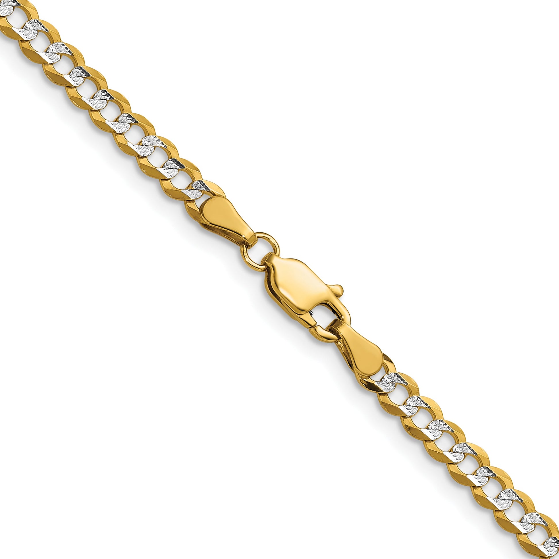 14k 3.7mm Lightweight Pav� Flat Cuban Chain