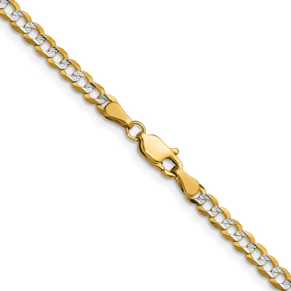14k 3.7mm Lightweight Pav� Flat Cuban Chain