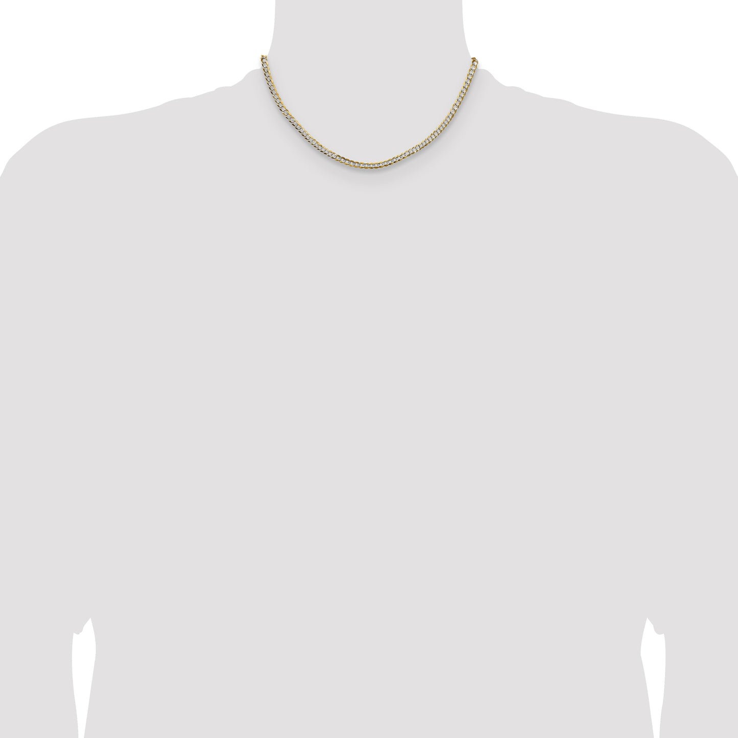 14k 3.7mm Lightweight Pav� Flat Cuban Chain