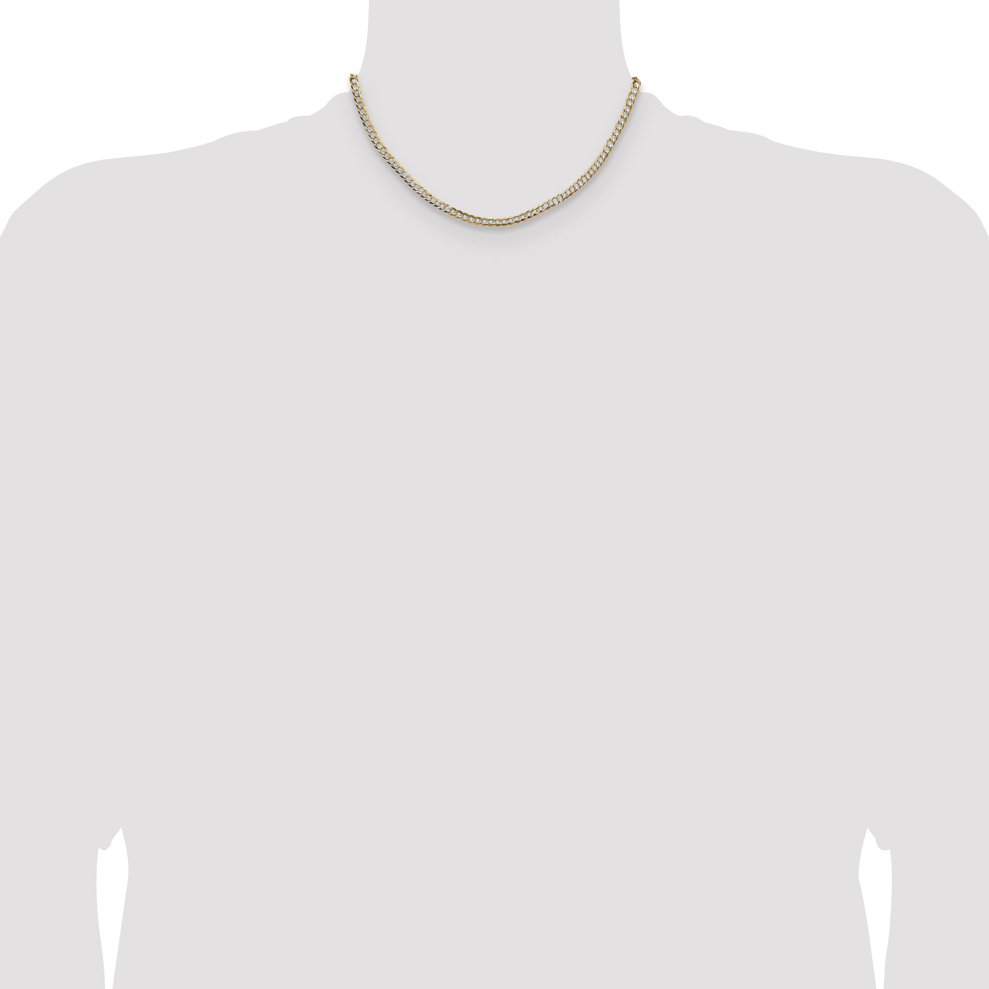 14k 3.7mm Lightweight Pav� Flat Cuban Chain