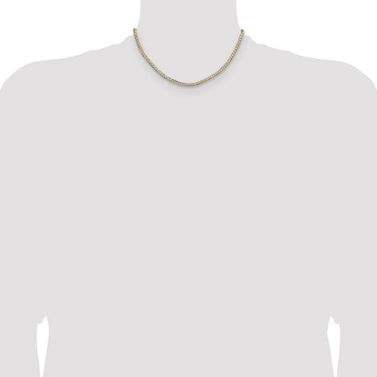 14k 3.7mm Lightweight Pav� Flat Cuban Chain