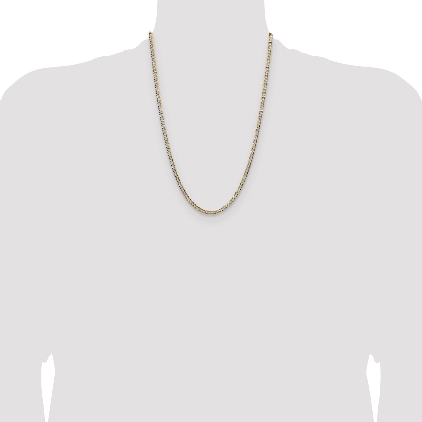 14k 3.7mm Lightweight Pav� Flat Cuban Chain