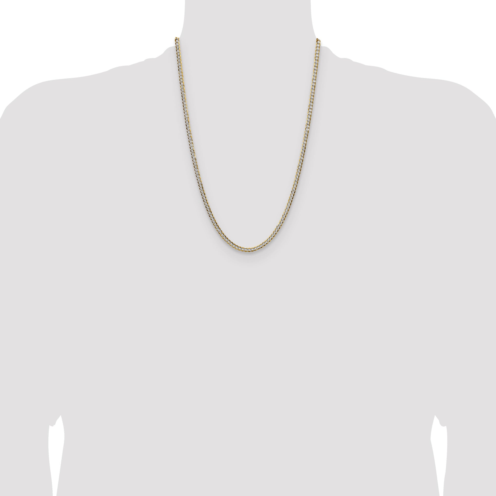 14k 3.7mm Lightweight Pav� Flat Cuban Chain