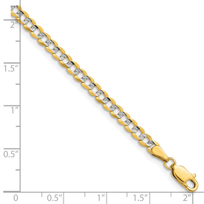 14k 3.7mm Lightweight Pav� Flat Cuban Chain