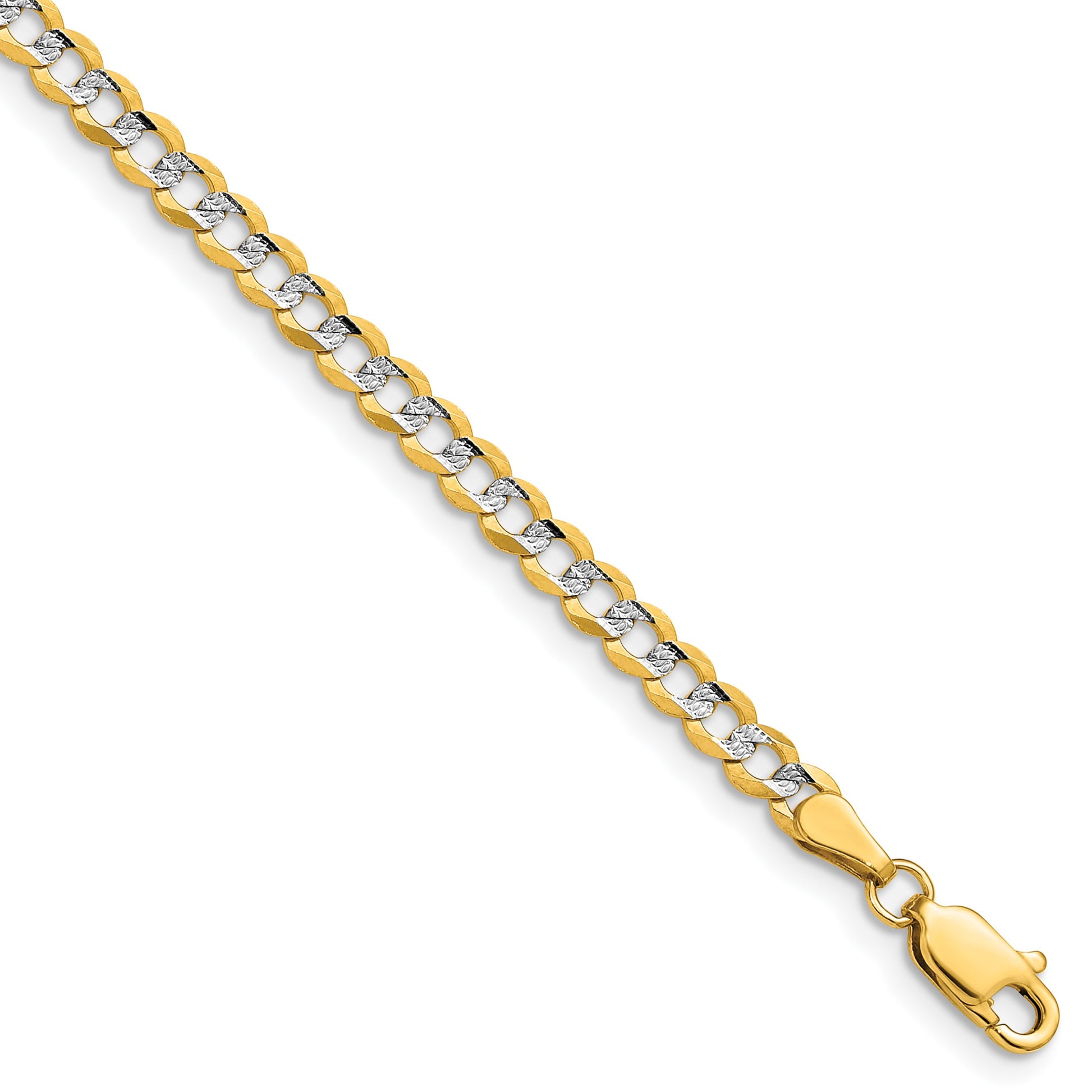 14k 3.7mm Lightweight Pav� Flat Cuban Chain