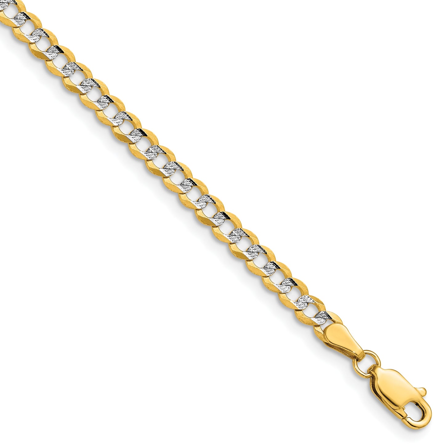 14k 3.7mm Lightweight Pav� Flat Cuban Chain