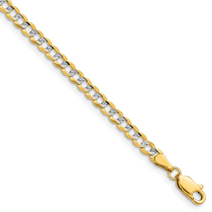 14k 3.7mm Lightweight Pav� Flat Cuban Chain