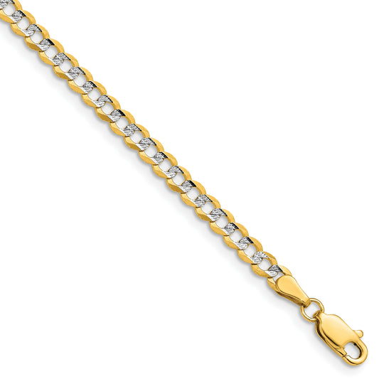 14k 3.7mm Lightweight Pav� Flat Cuban Chain
