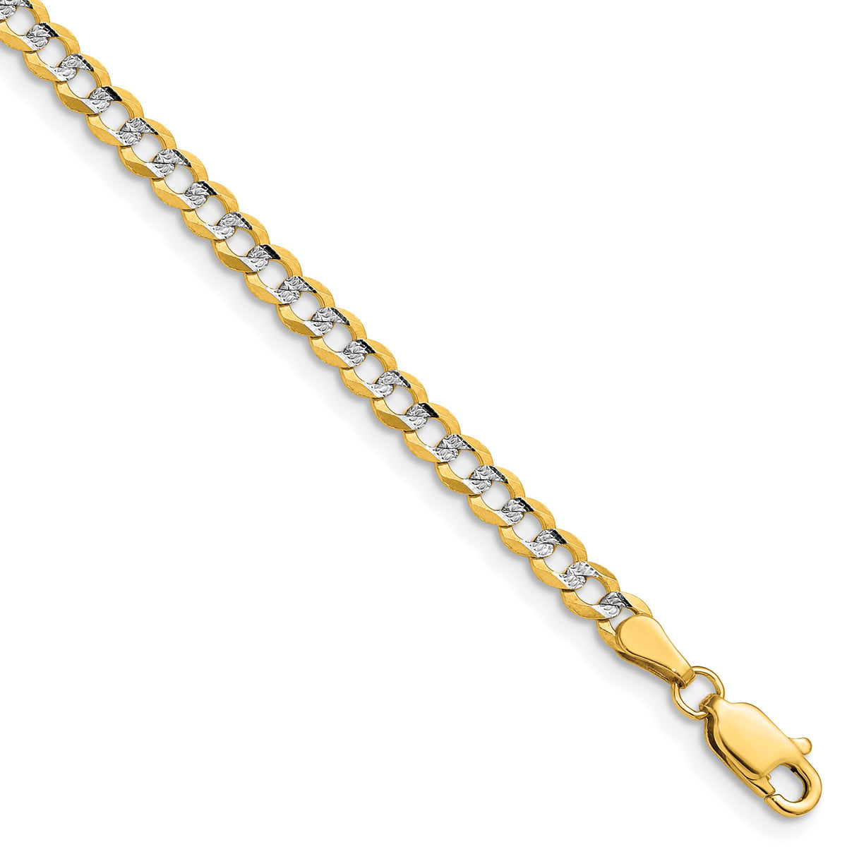 14k 3.7mm Lightweight Pav� Flat Cuban Chain
