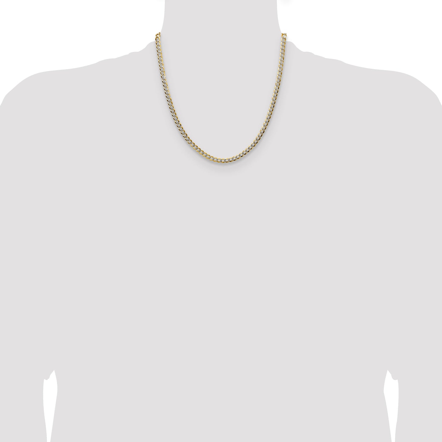 14k 4.7mm Lightweight Pav� Flat Cuban Chain