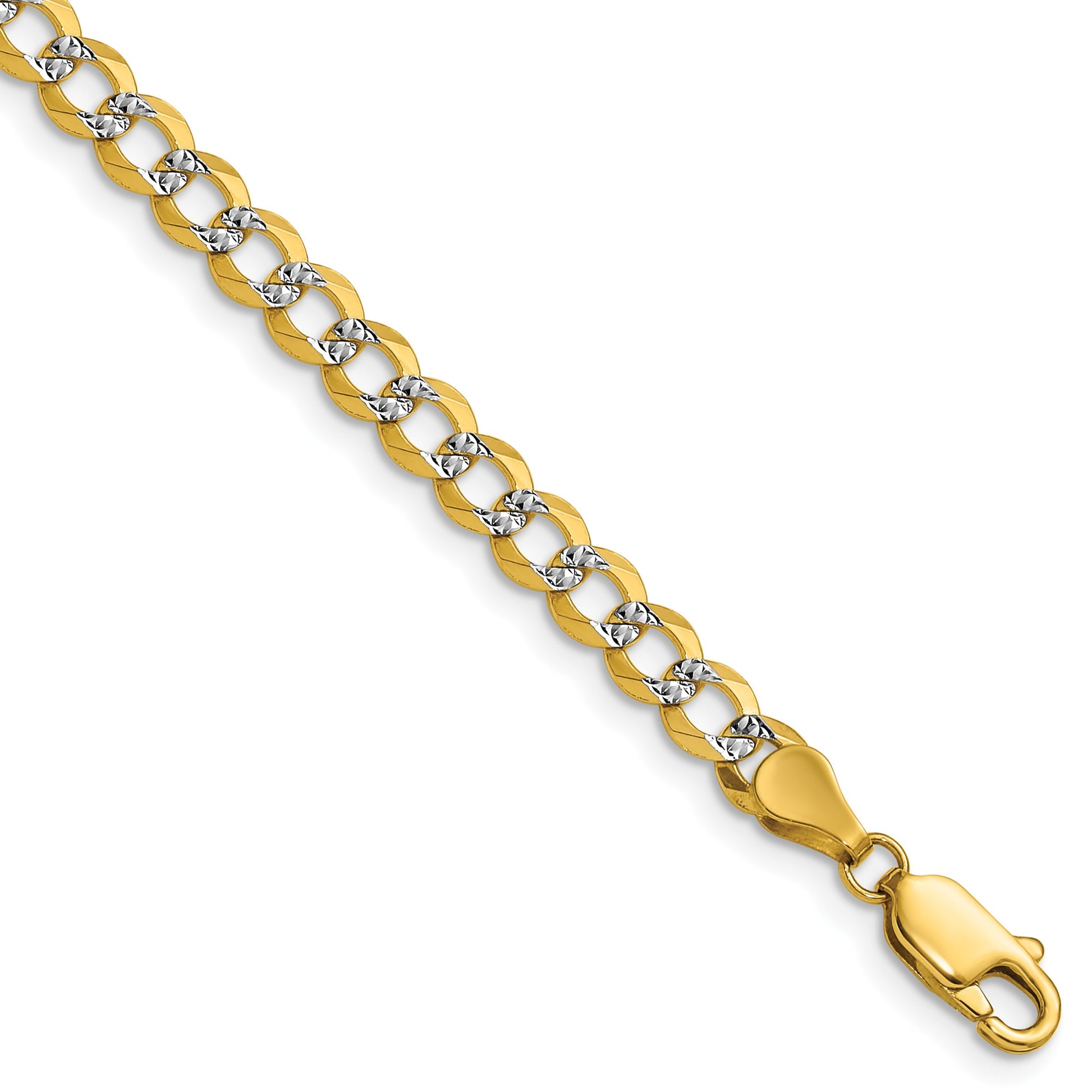 14k 4.7mm Lightweight Pav� Flat Cuban Chain
