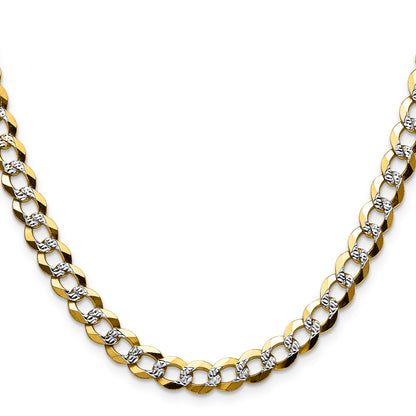 14k 7.2mm Lightweight Pav� Flat Cuban Chain