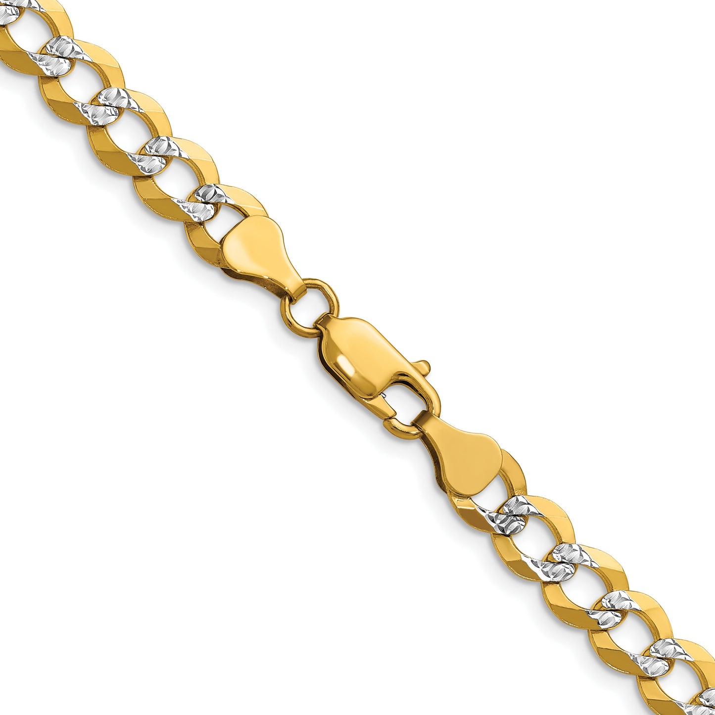 14k 7.2mm Lightweight Pav� Flat Cuban Chain