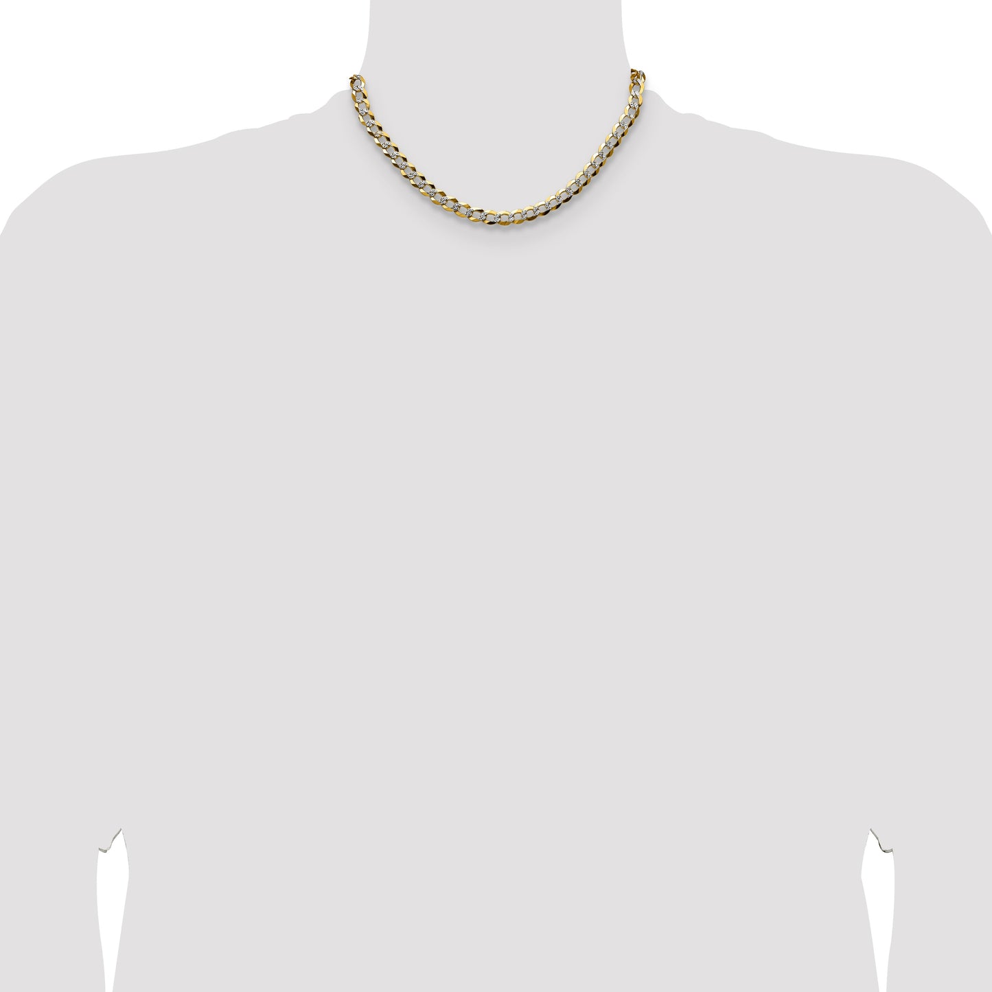 14k 7.2mm Lightweight Pav� Flat Cuban Chain