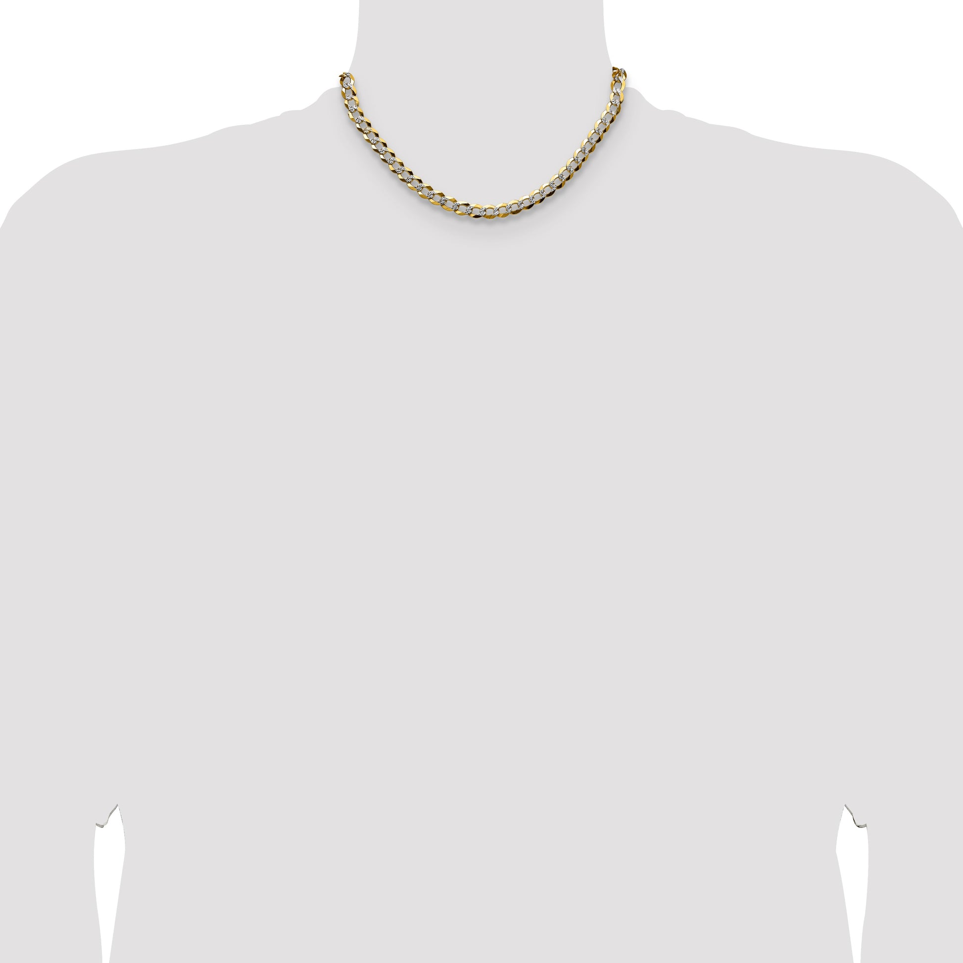 14k 7.2mm Lightweight Pav� Flat Cuban Chain
