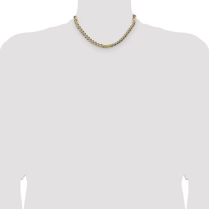 14k 7.2mm Lightweight Pav� Flat Cuban Chain